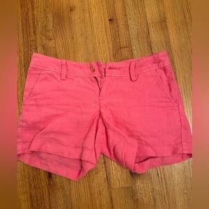 Lilly Pulitzer Shorts Womens 0 Pink Calla Short Linen Pocket Chino Casual (g8)
